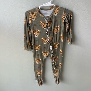 Posh Peanut Cheetah Print Bamboo Zippy Pajamas with Ruffles